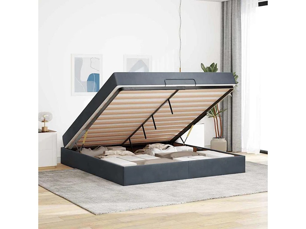 Cadre de lit Gris foncé 180 x 200 cm Velours