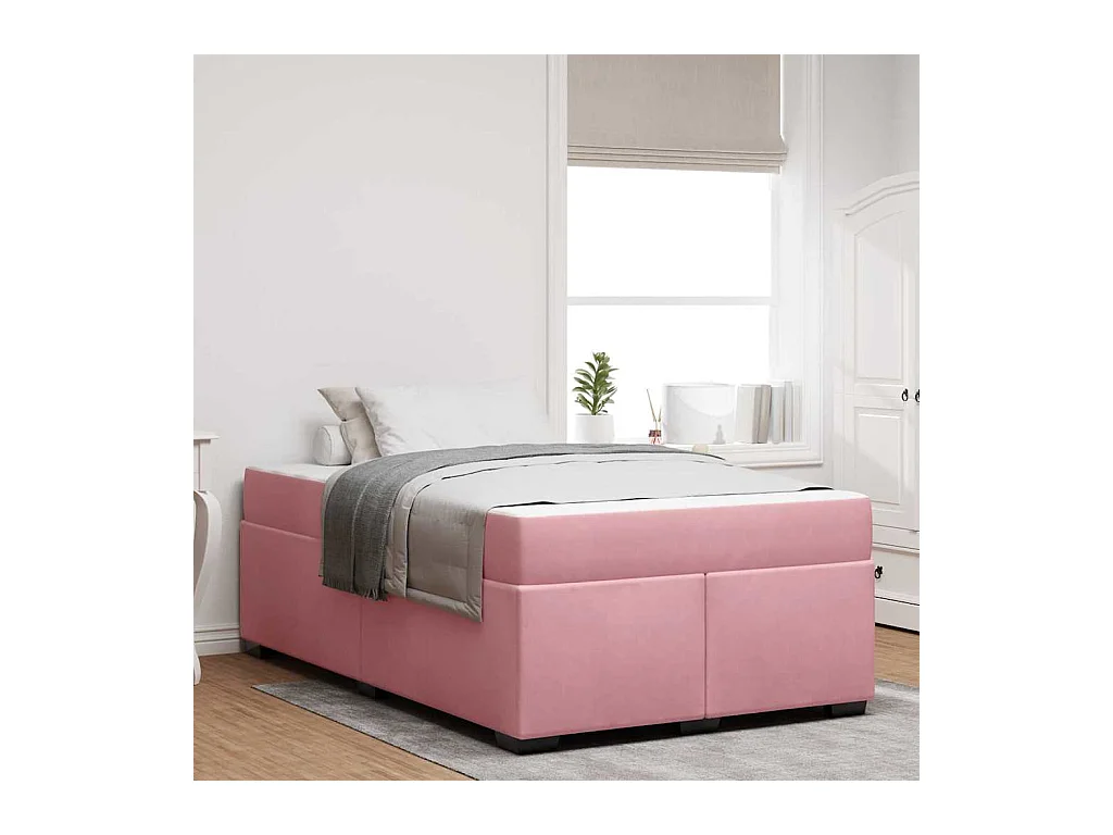 Estructura de cama con colchón Rosa 120 x 200 cm Terciopelo