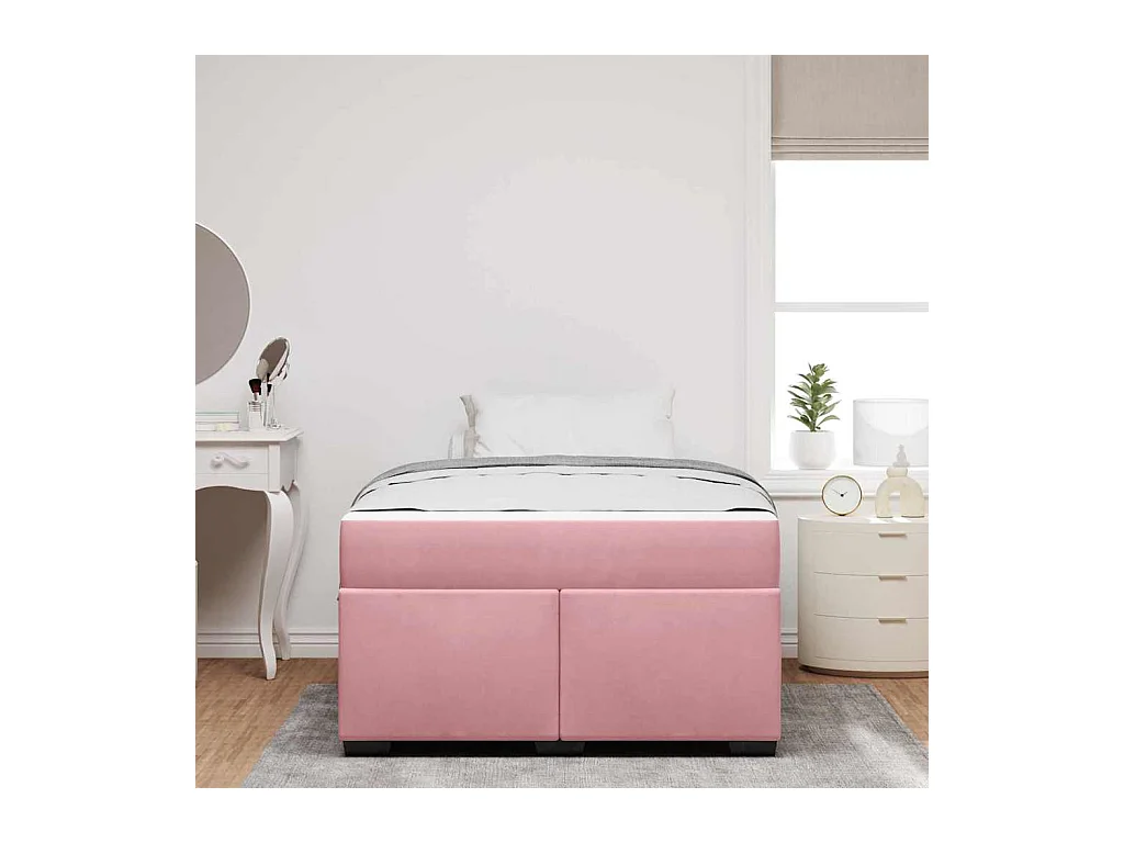 Estructura de cama con colchón Rosa 120 x 200 cm Terciopelo