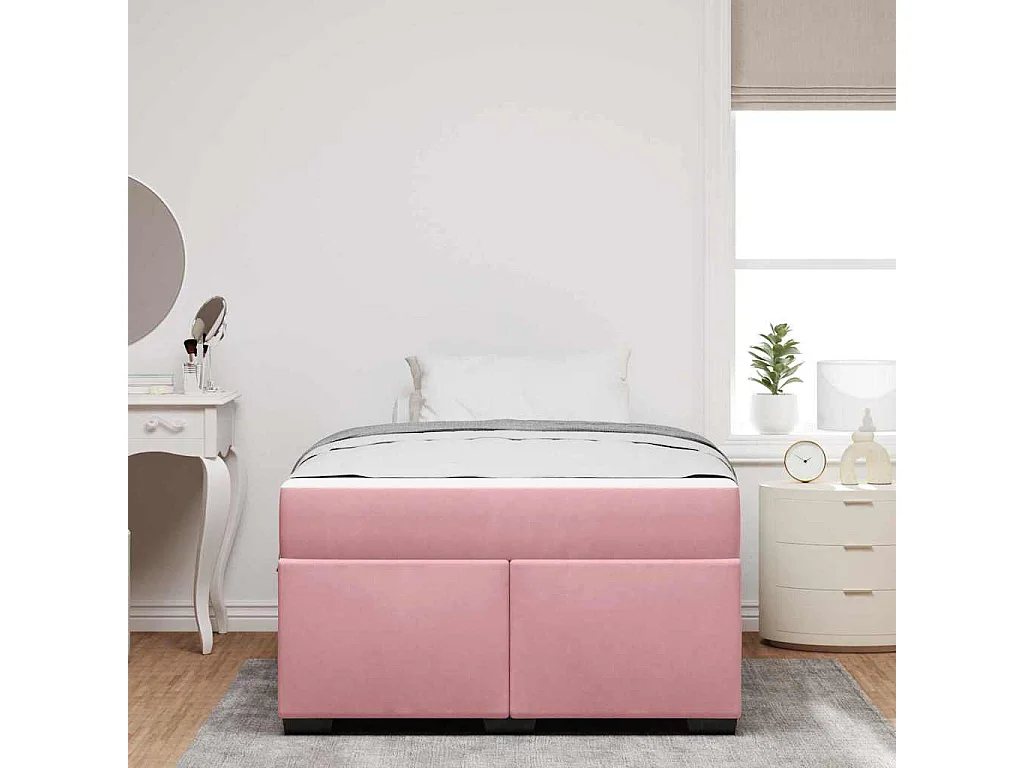 Cadre de lit avec matelas Rose 120 x 200 cm Velours