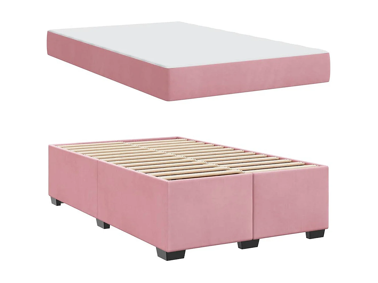Cadre de lit avec matelas Rose 120 x 200 cm Velours