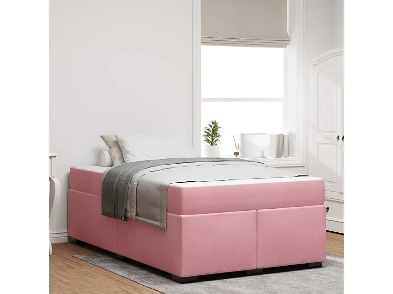 Estructura de cama con colchón Rosa 120 x 200 cm Terciopelo