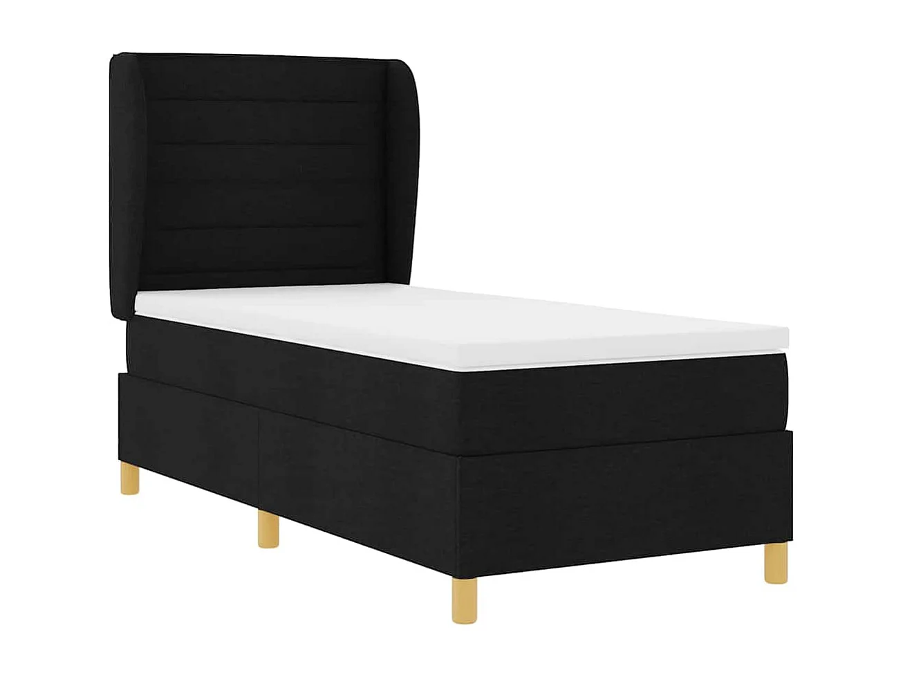 Cama con Somier y Colchón Gris Oscuro 90x190 cm de Tela Negro