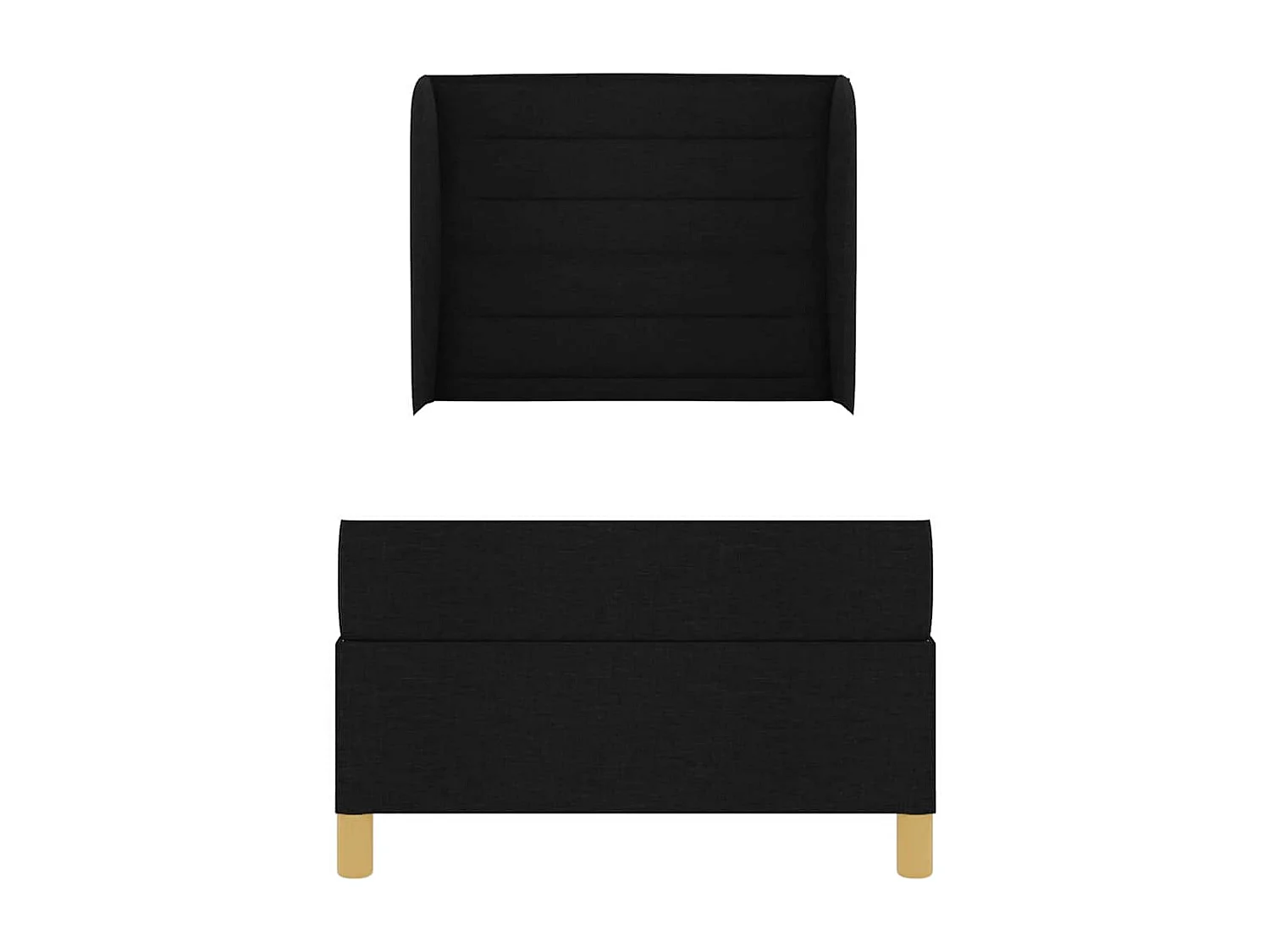 Cama con Somier y Colchón Gris Oscuro 90x190 cm de Tela Negro