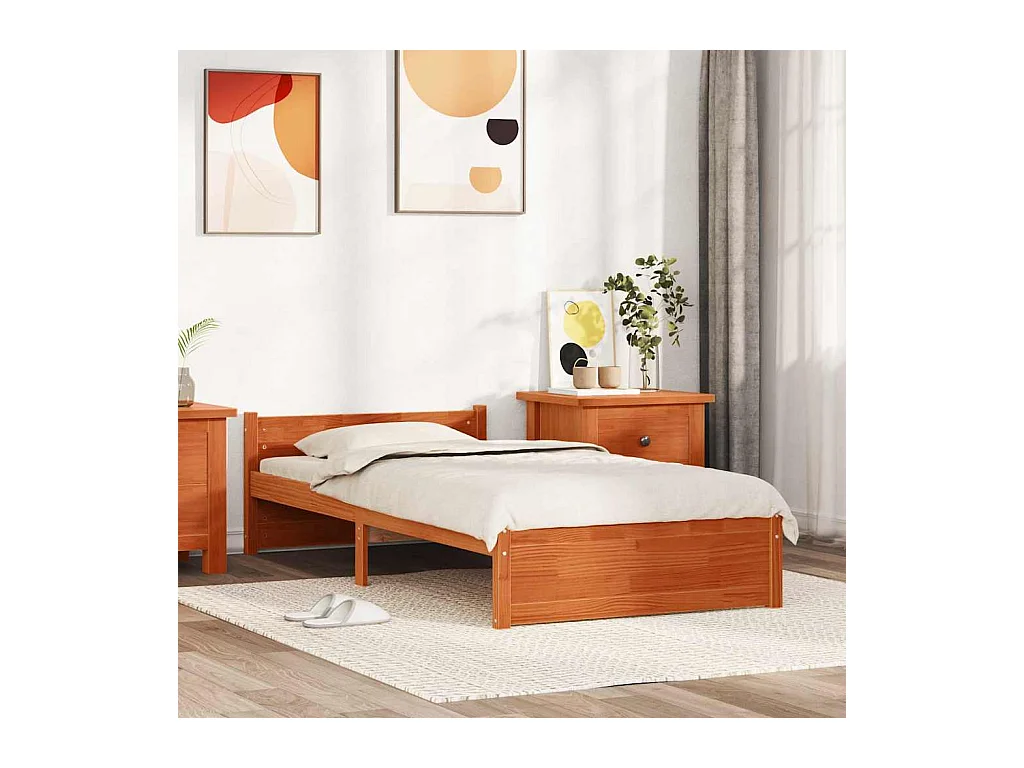 Cadre de lit Marron cire 100 x 200 cm Bois massif en pin