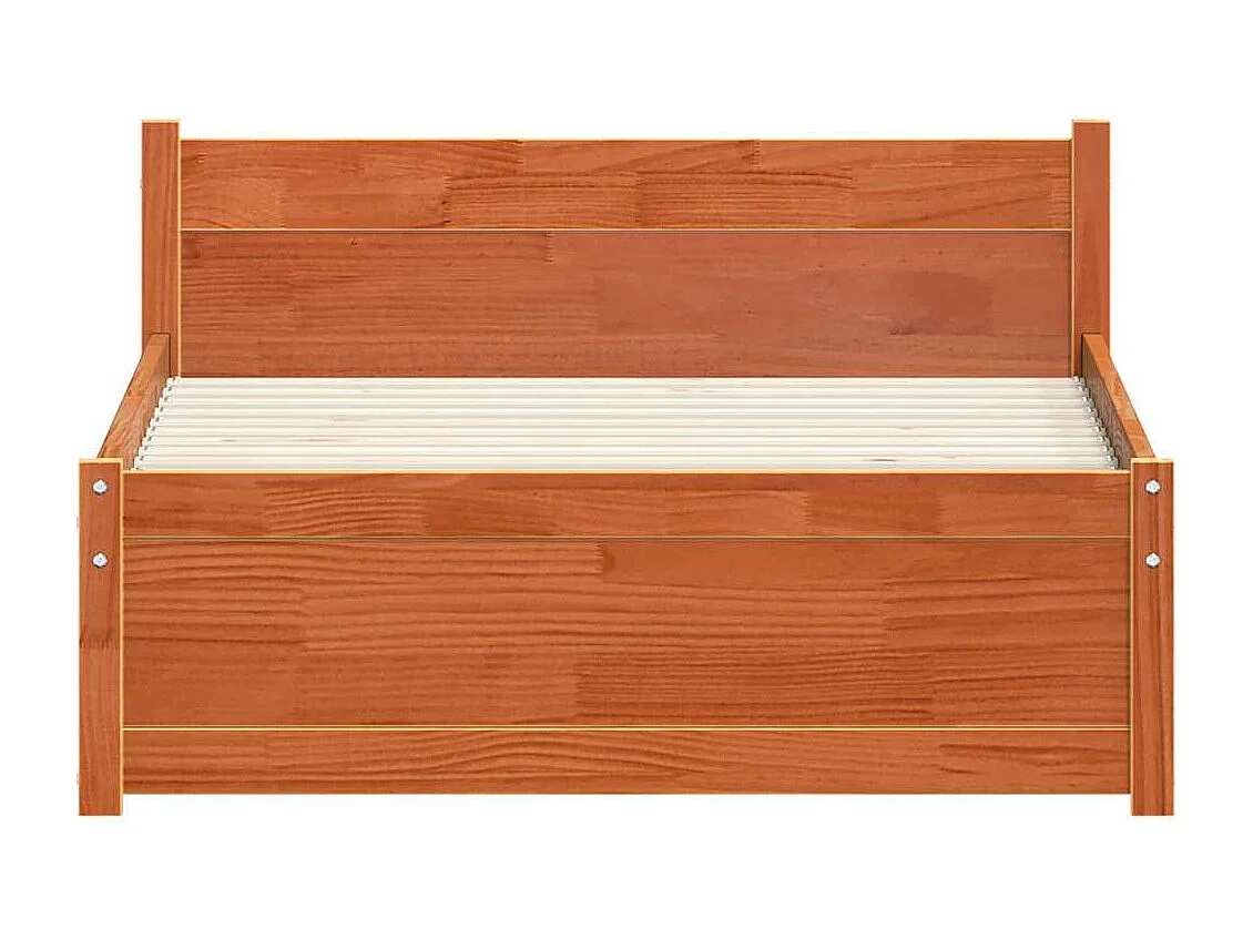 Estrutura da Cama com cabeceira Castanho-mel 100 x 200 cm