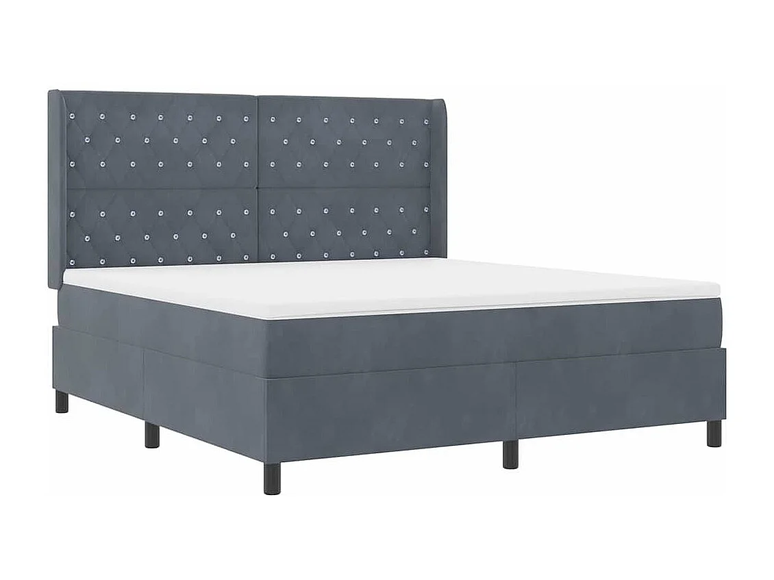 Cama tipo Box Spring Gris oscuro 180 x 200 cm Terciopelo