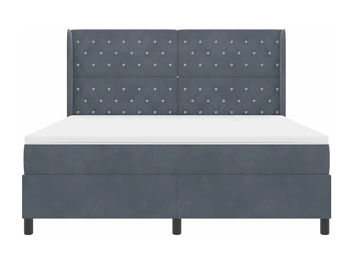 Cama tipo Box Spring Gris oscuro 180 x 200 cm Terciopelo