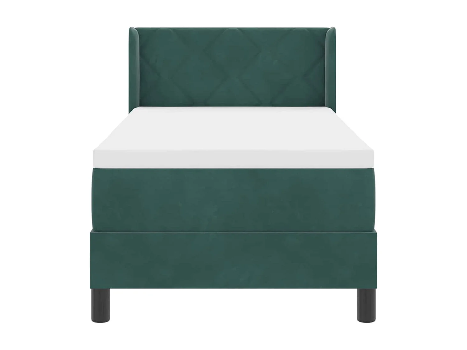 Cama Box com Colchão Preta 100x200 cm Veludo Verde-escuro