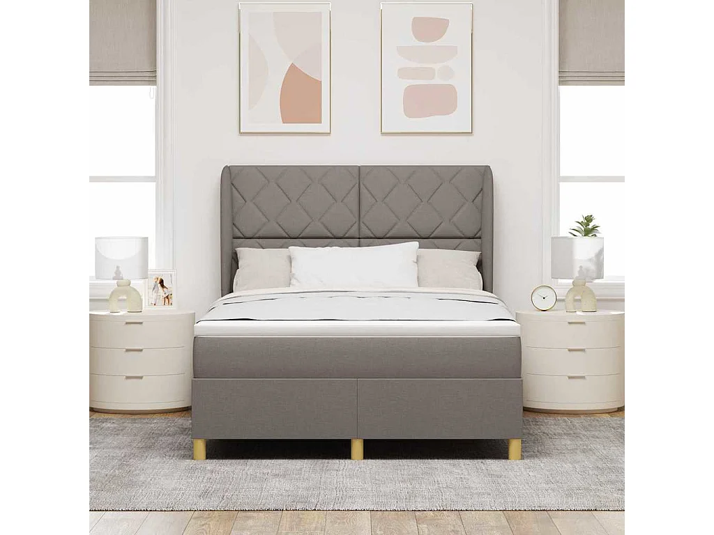 Cadre de lit avec matelas gris foncé 90x190 cm Taupe