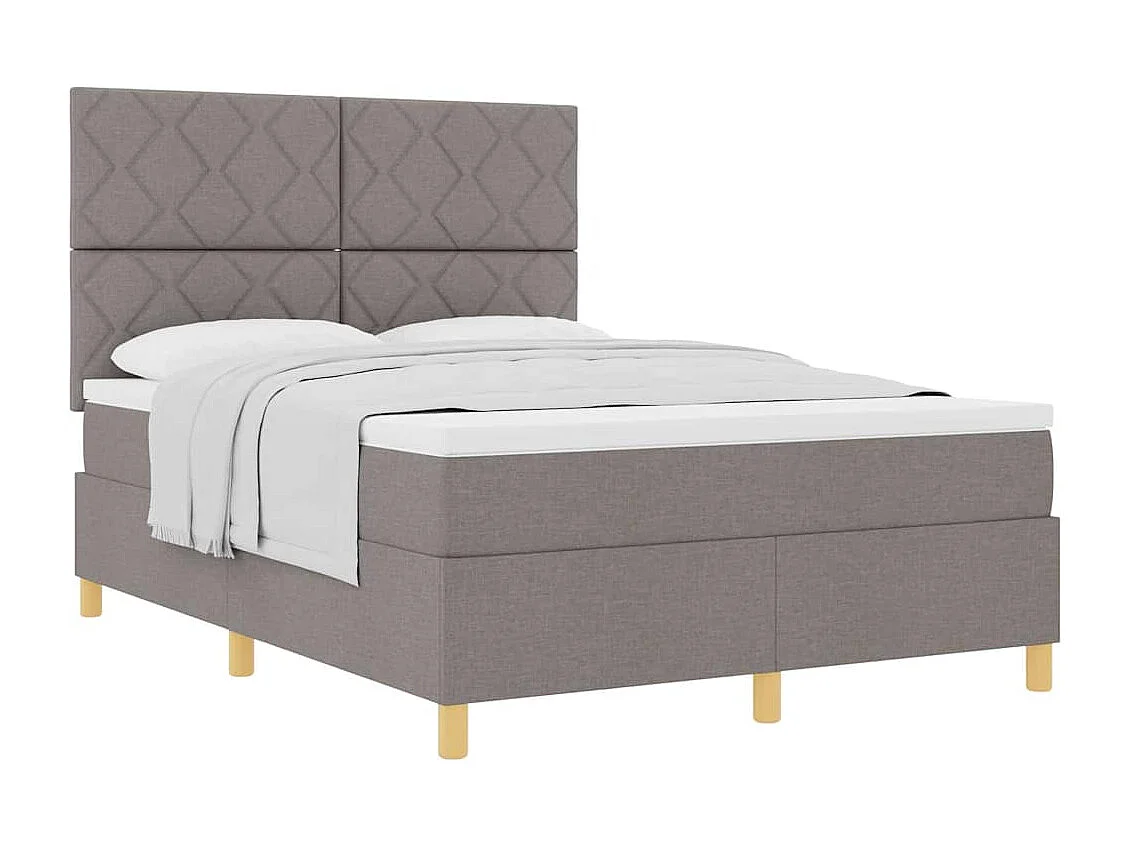 Cadre de lit avec tête de lit Taupe 160 x 200 cm tissu