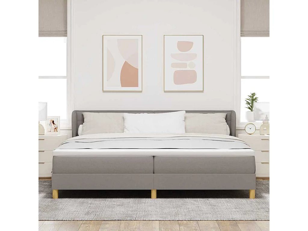 Cama con somier y colchón Crema 90x200 cm Fabric Taupé