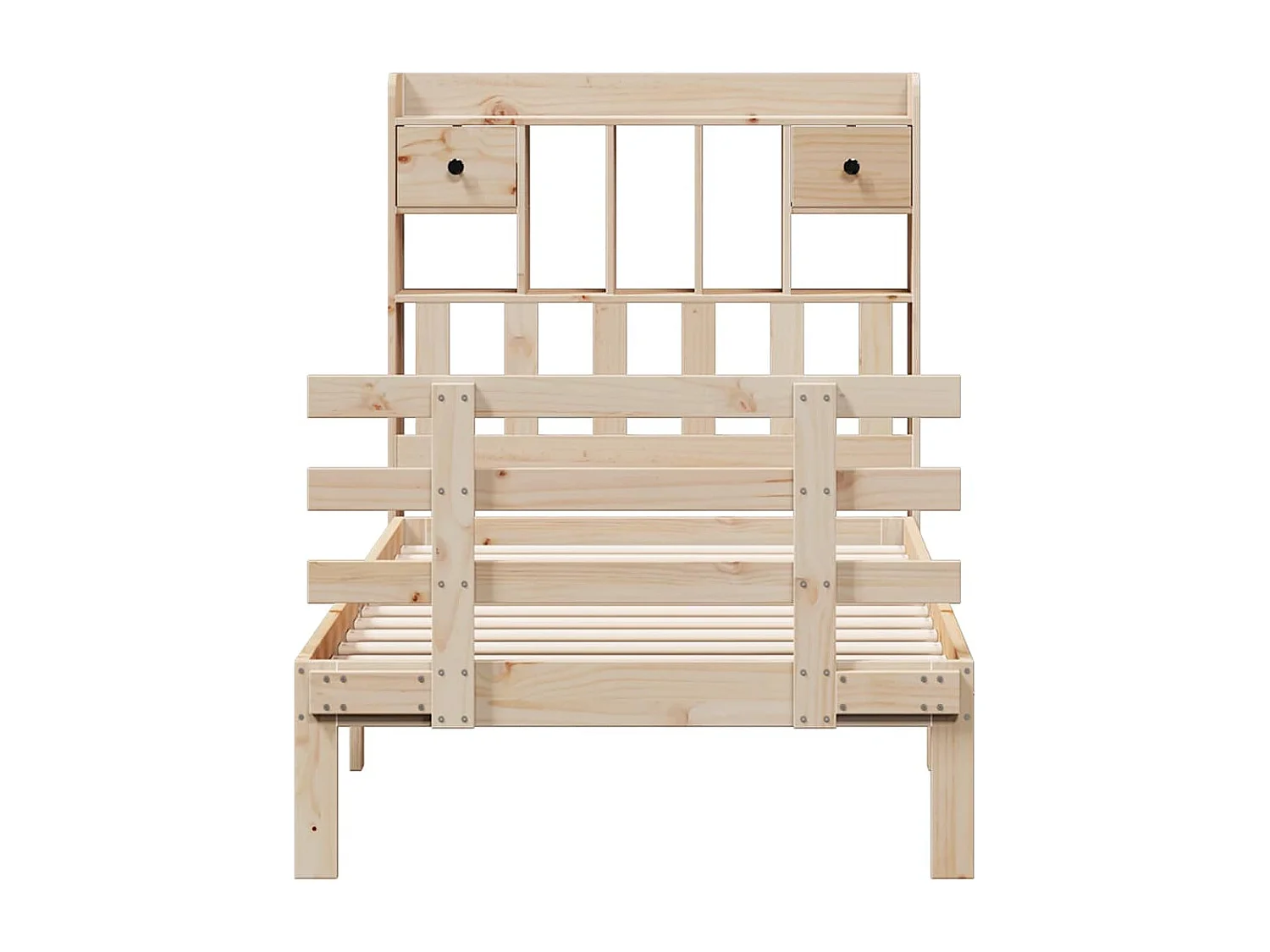 Lit bibliothèque sans matelas 75x190 cm bois de pin massif