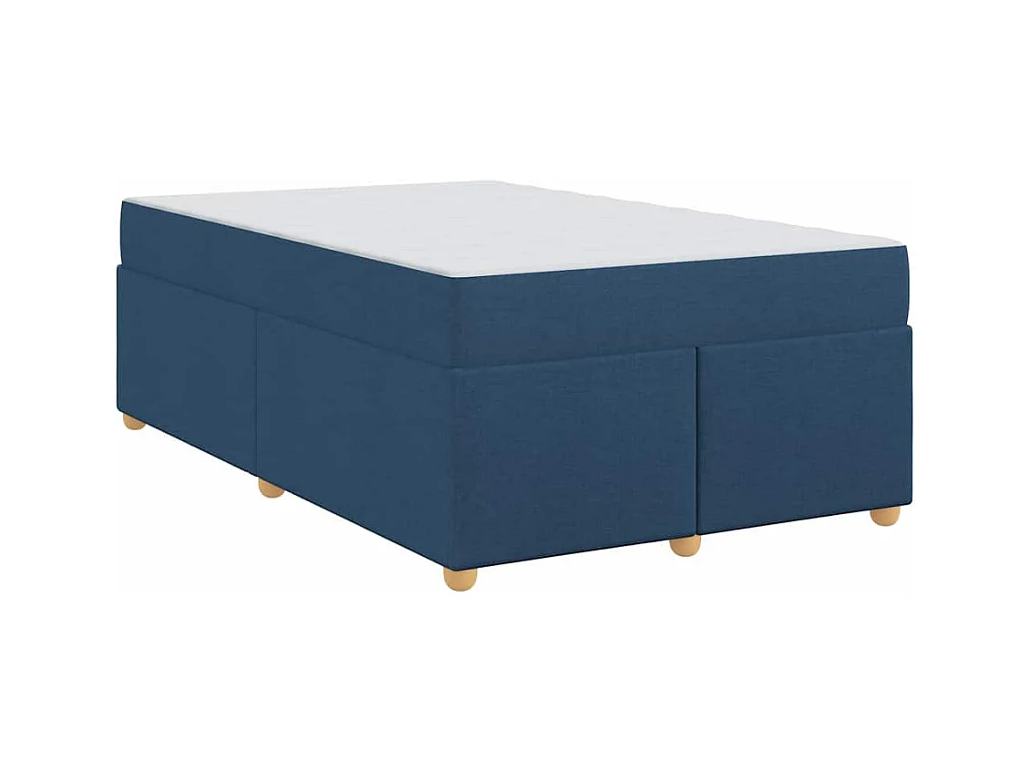 Cadre de lit avec matelas Bleu 120 x 190 cm tissu