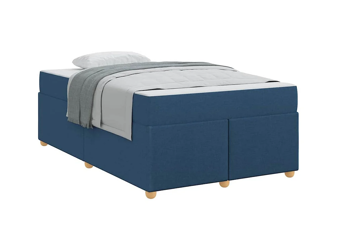 Cadre de lit avec matelas Bleu 120 x 190 cm tissu