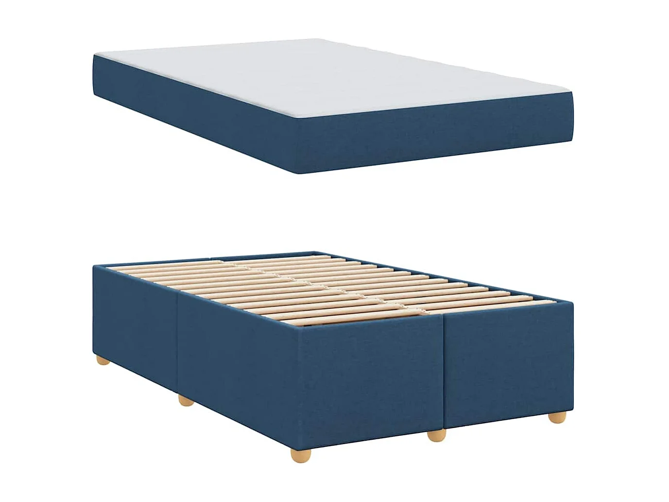 Cadre de lit avec matelas Bleu 120 x 190 cm tissu