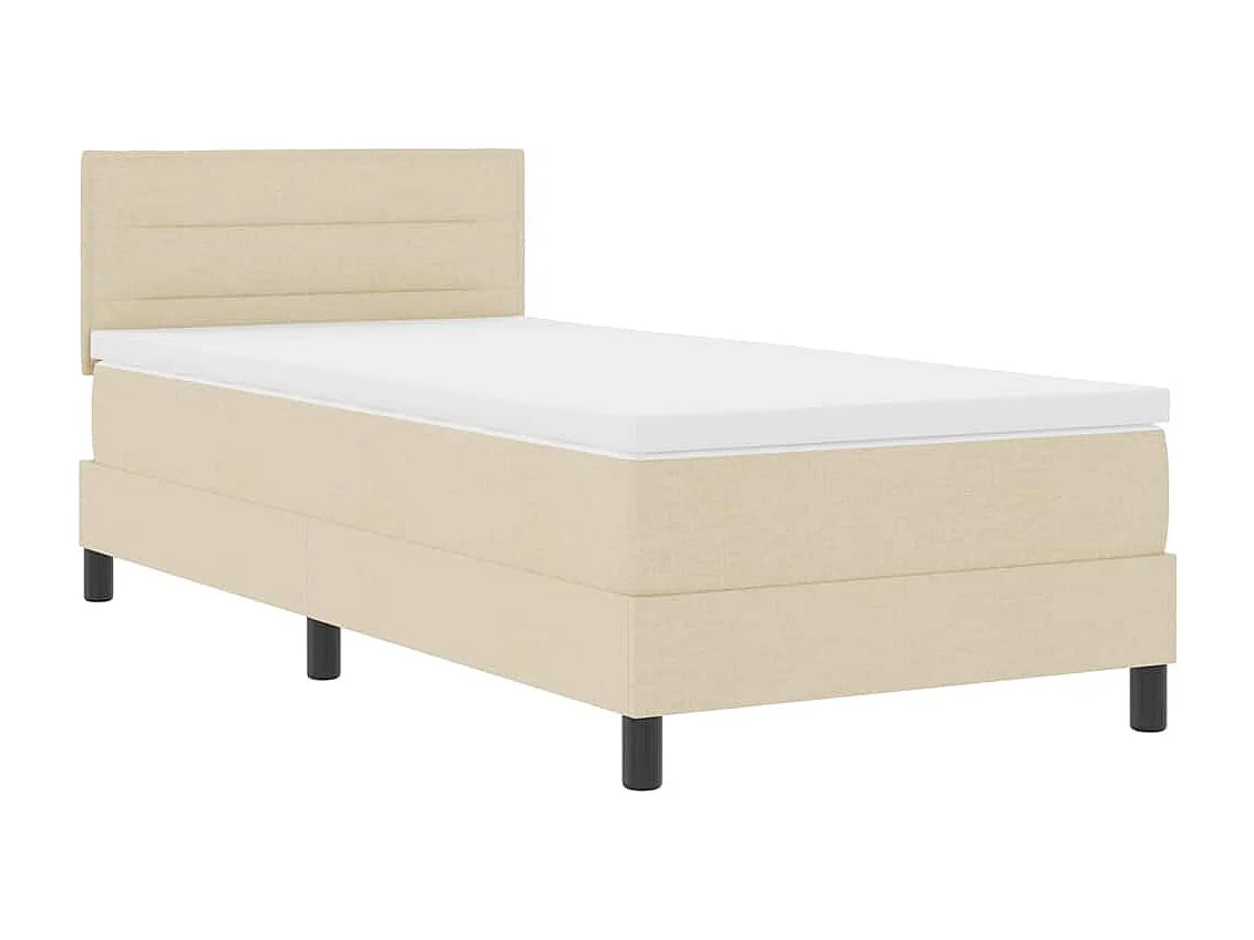 Cama tipo Box Spring con colchón Crema 80 x 200 cm tela