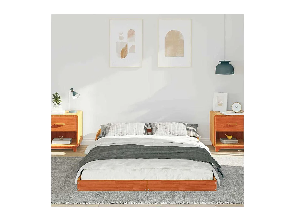 Cadre de lit Marron cire 120 x 190 cm Bois massif en pin