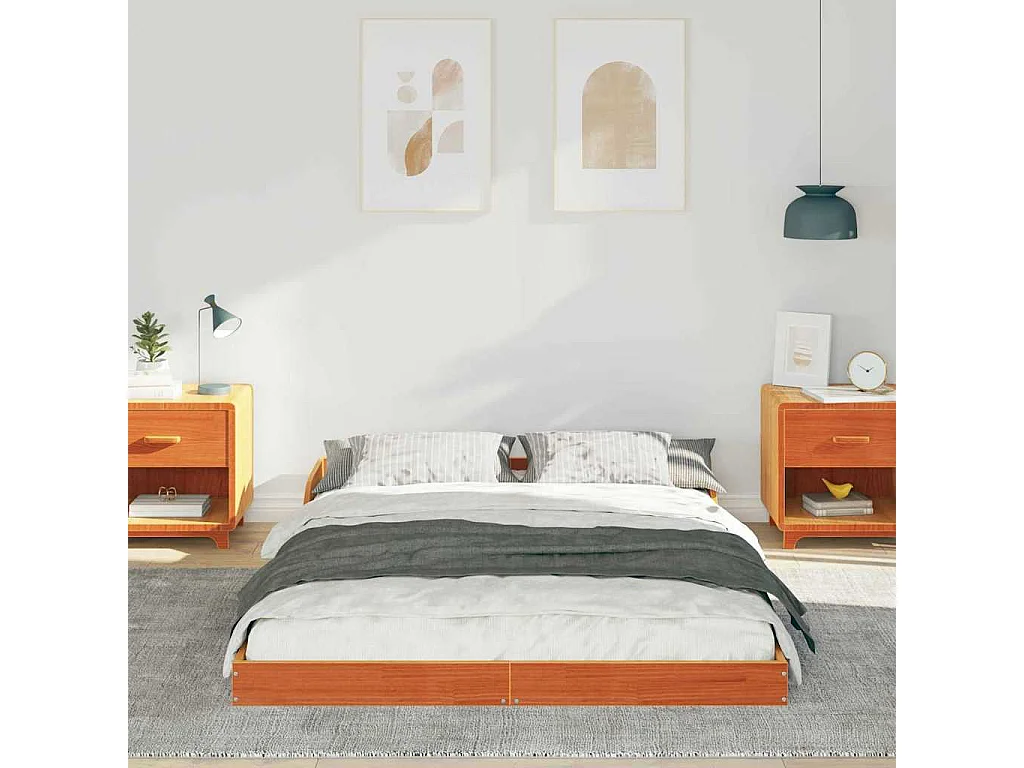 Cadre de lit Marron cire 120 x 190 cm Bois massif en pin