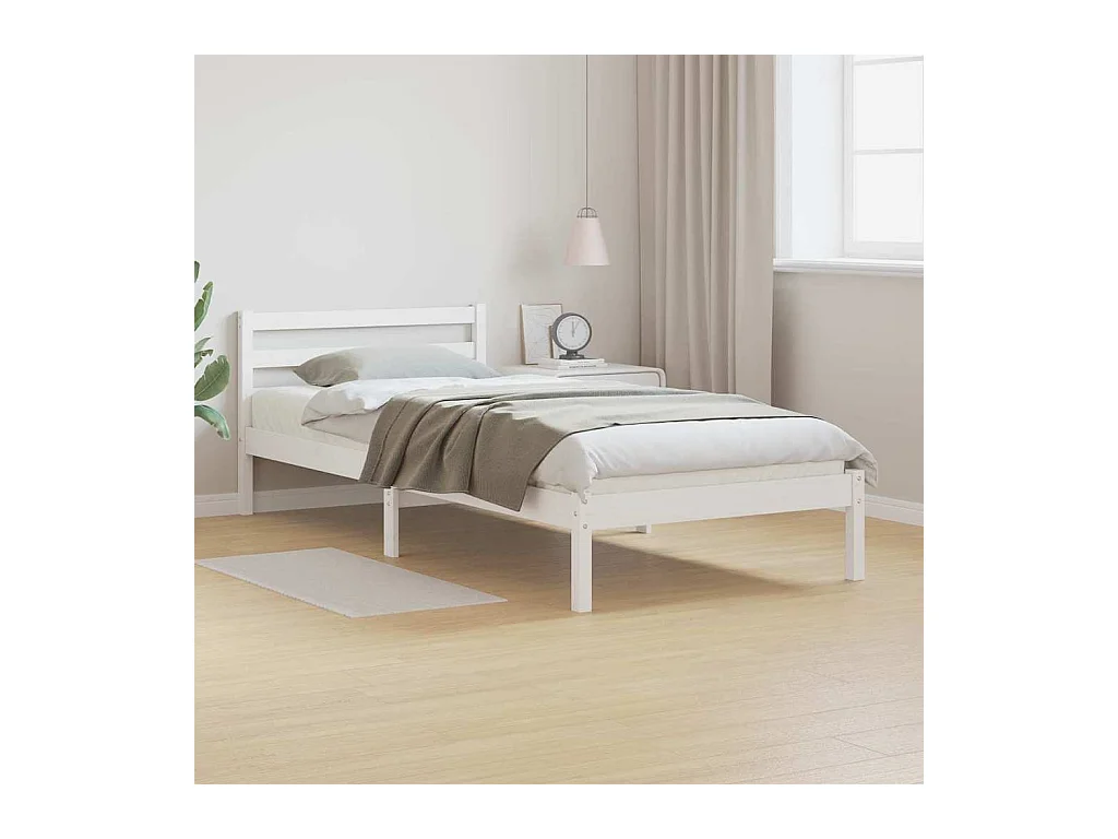 Bedframe met hoofdeinde Wit 210 x 100 cm Massief grenenhout