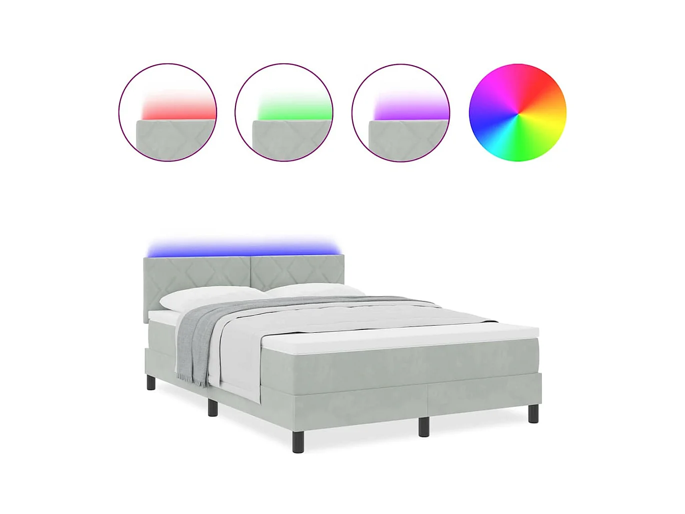 Cadre de lit avec matelas Gris clair 160 x 200 cm Velours