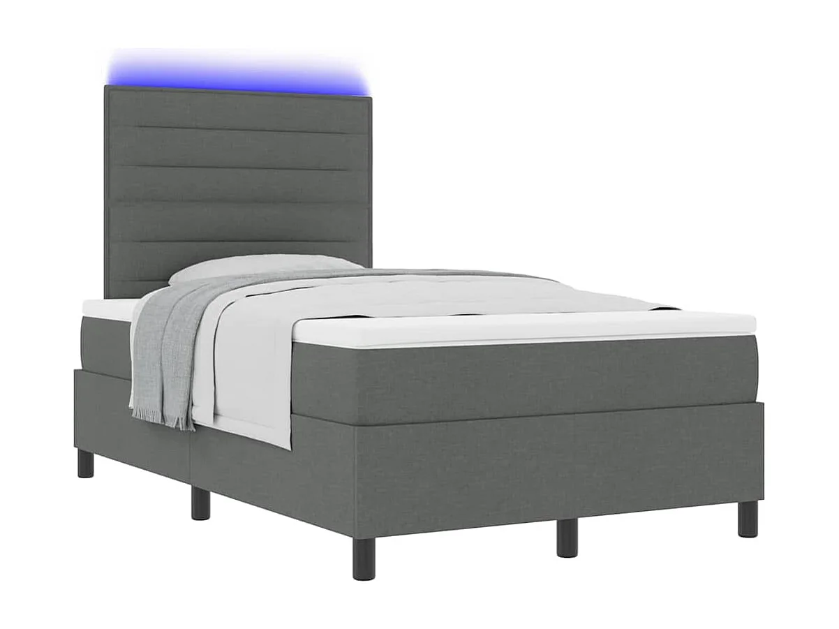 Cadre de lit avec matelas Gris foncé 120 x 200 cm tissu