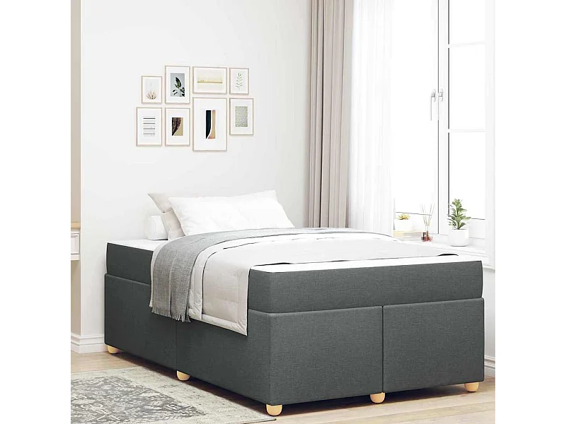 Estructura de cama con colchón Gris oscuro 120 x 190 cm tela