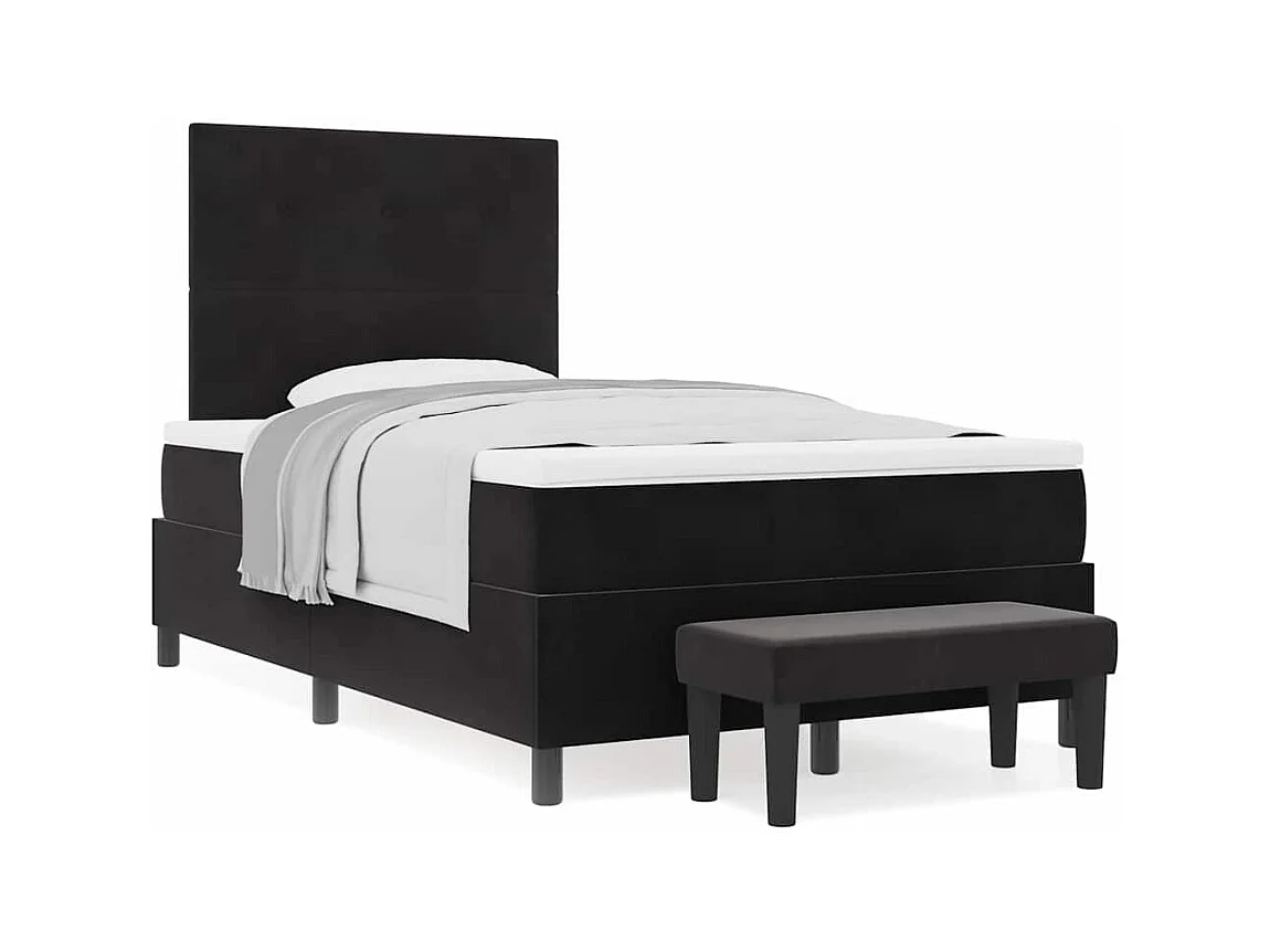 Cadre de lit avec matelas Noir 120 x 200 cm Velours