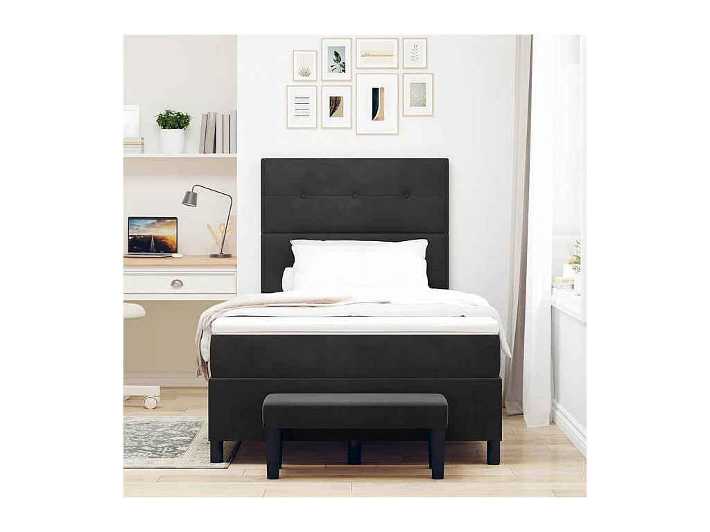 Cadre de lit avec matelas Noir 120 x 200 cm Velours