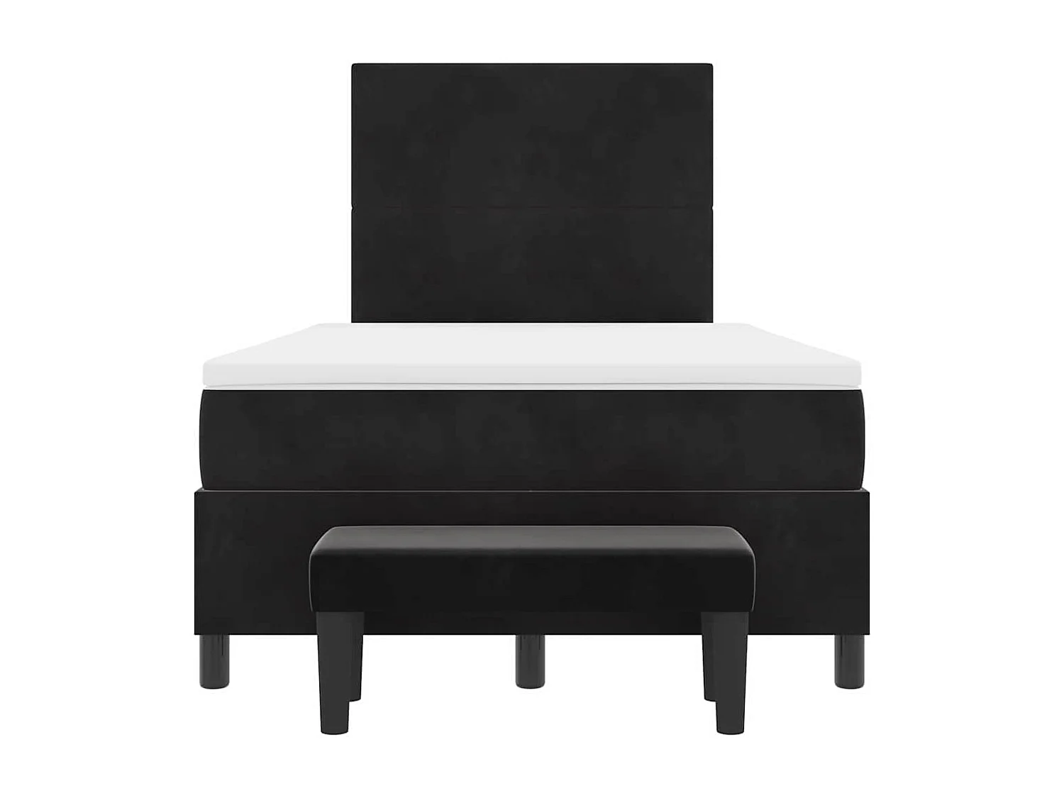 Cama tipo Box Spring con colchón Negro 120 x 200 cm Terciopelo