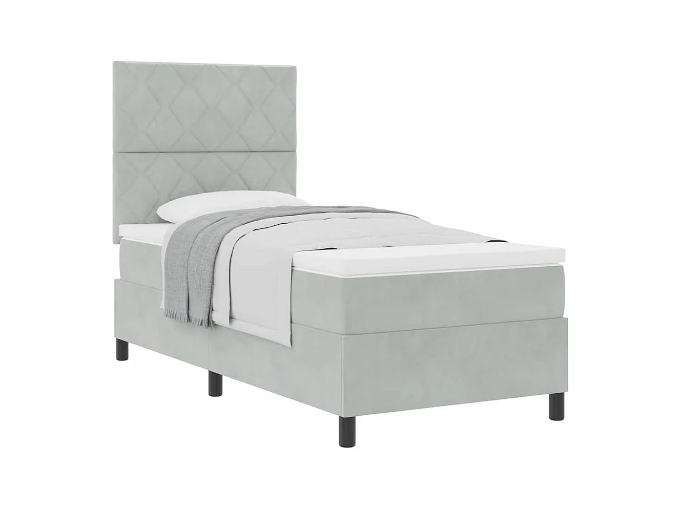 Cadre de lit avec matelas Gris clair 100 x 200 cm Velours