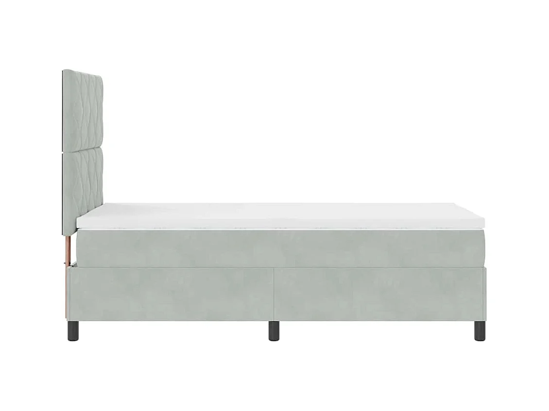 Cadre de lit avec matelas Gris clair 100 x 200 cm Velours