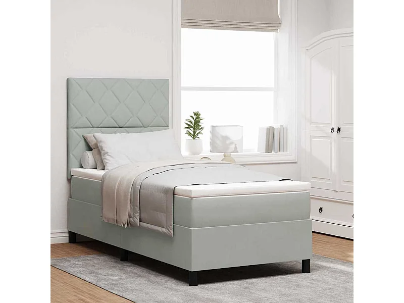 Boxspring bed met matras Lichtgrijs 100 x 200 cm Fluweel