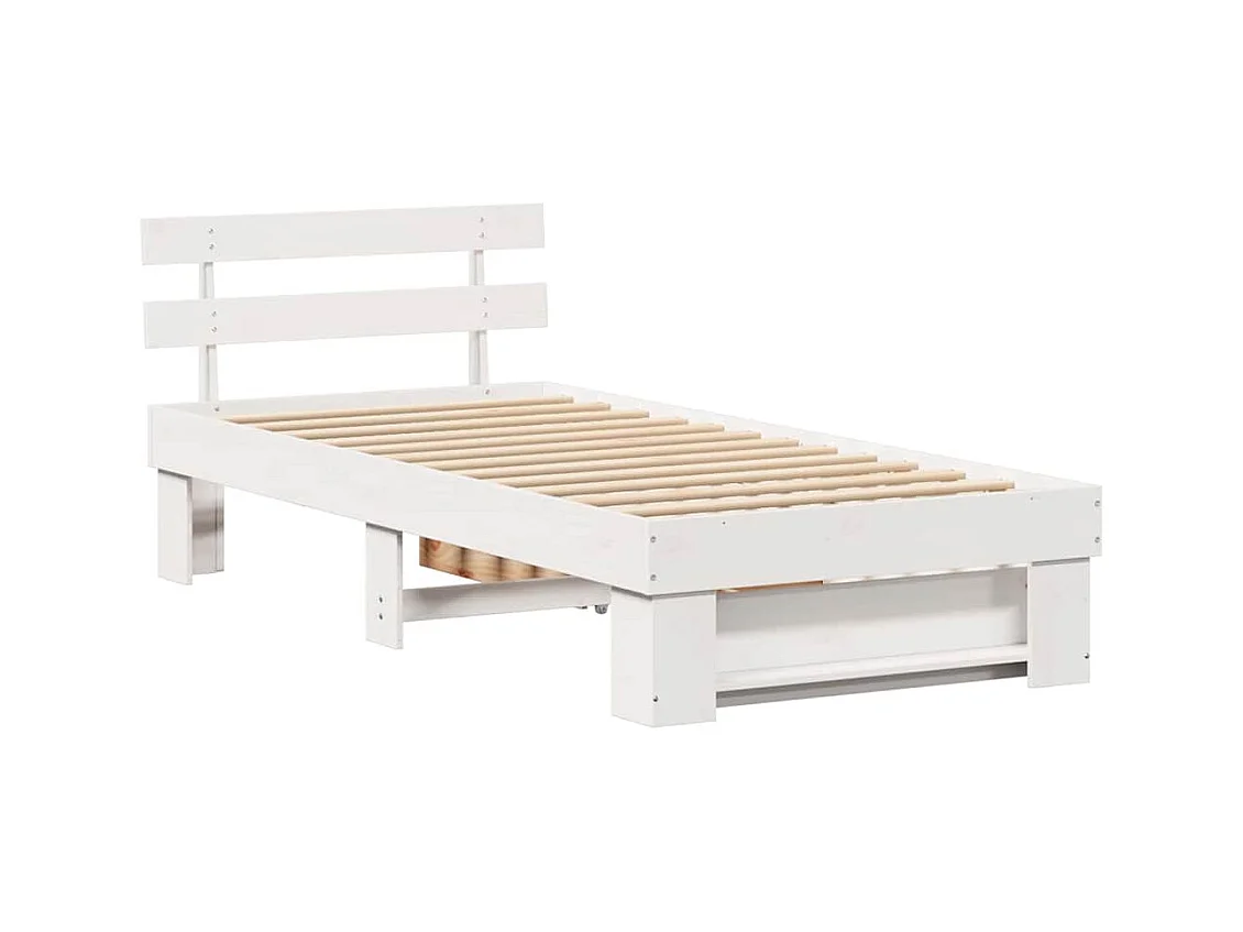 Cadre de lit avec tiroir Blanc 90 x 190 cm Bois massif en pin