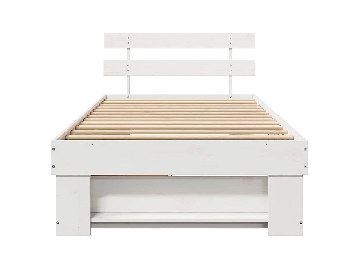 Cadre de lit avec tiroir Blanc 90 x 190 cm Bois massif en pin