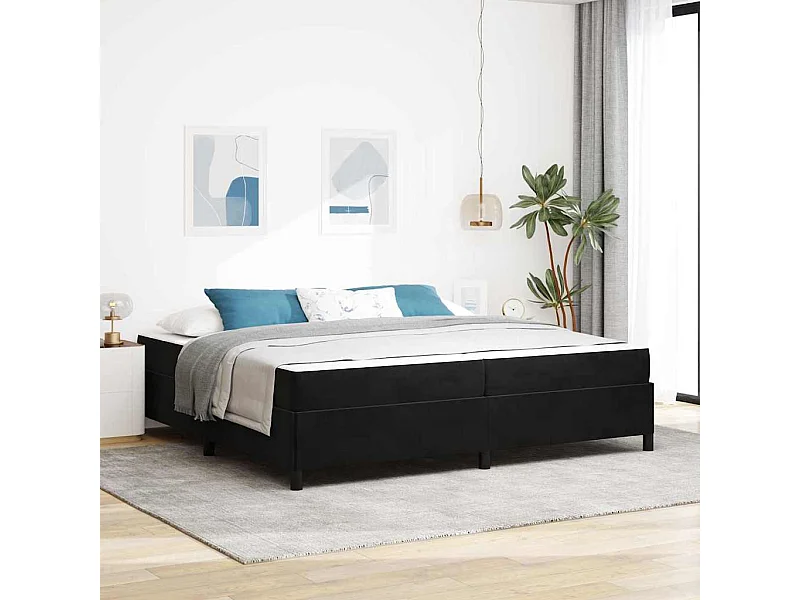 Cadre de lit Noir et blanc et noir 200 x 200 cm Velours