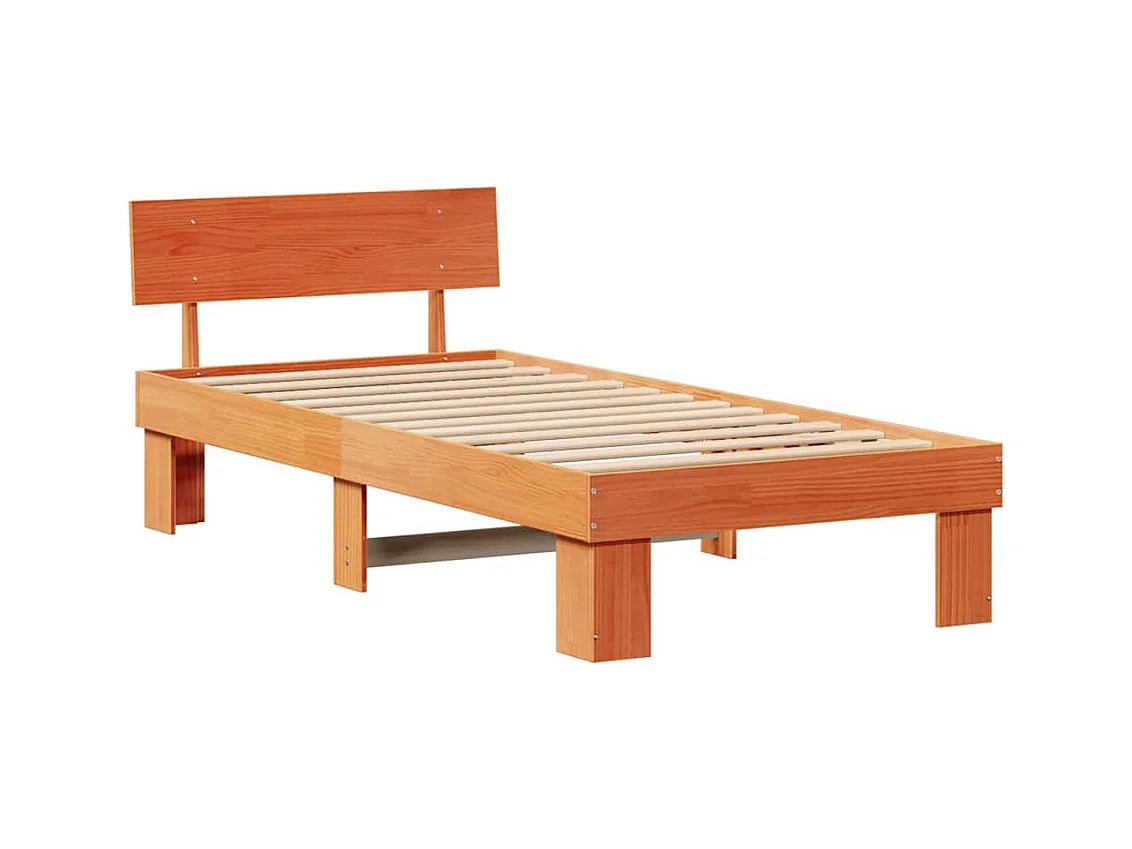 Estructura de cama con cabecera Marrón cera 75 x 190 cm