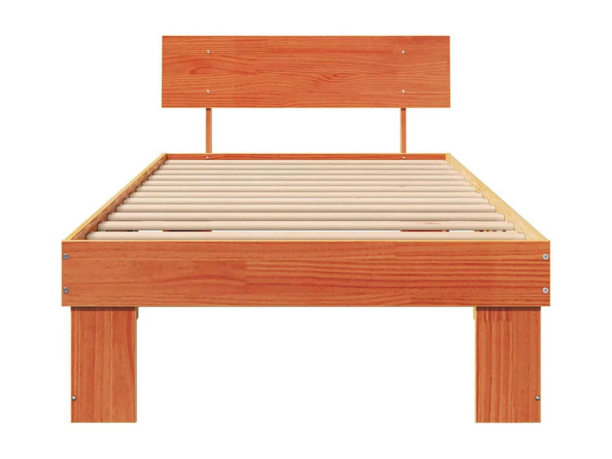 Estructura de cama con cabecera Marrón cera 75 x 190 cm