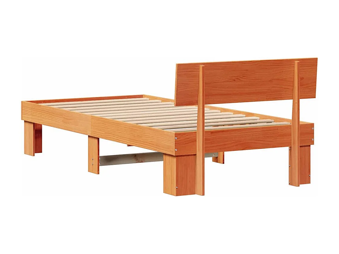 Estructura de cama con cabecera Marrón cera 75 x 190 cm