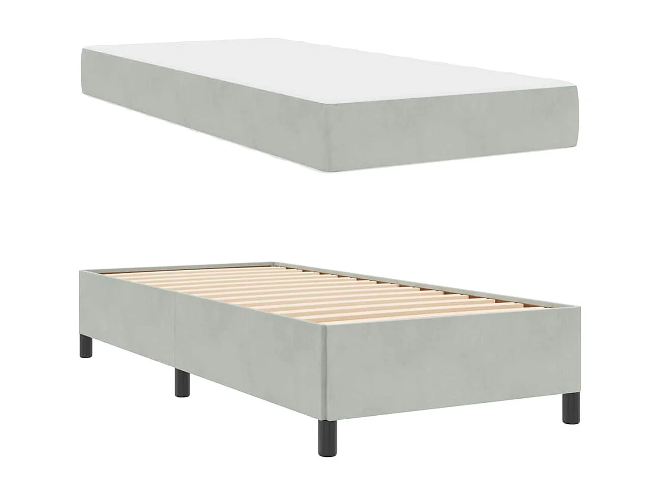 Estrutura da Cama Cinza Claro, Cinza e Branco 90 x 190 cm