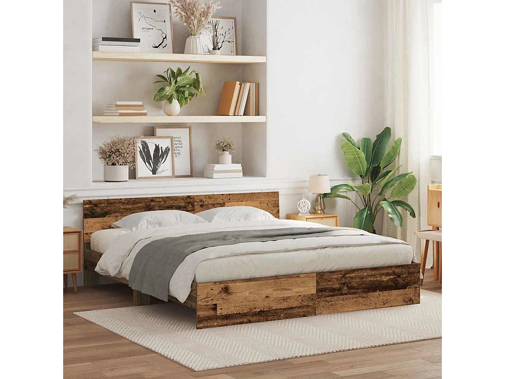 Cadre de Lit Bois Ancien 180 x 200 cm Bois d'ingénierie