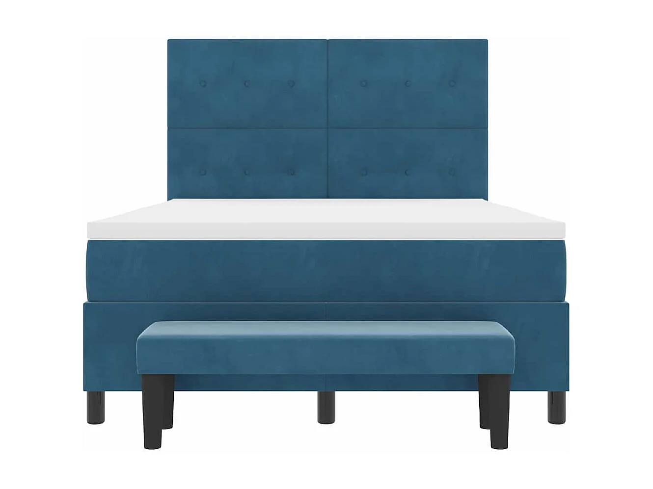 Cadre de lit avec matelas Bleu foncé 140 x 200 cm Velours