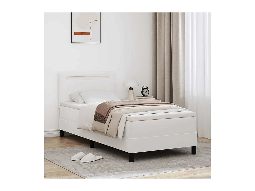 Cadre de lit avec matelas Blanc 90 x 200 cm Faux cuir