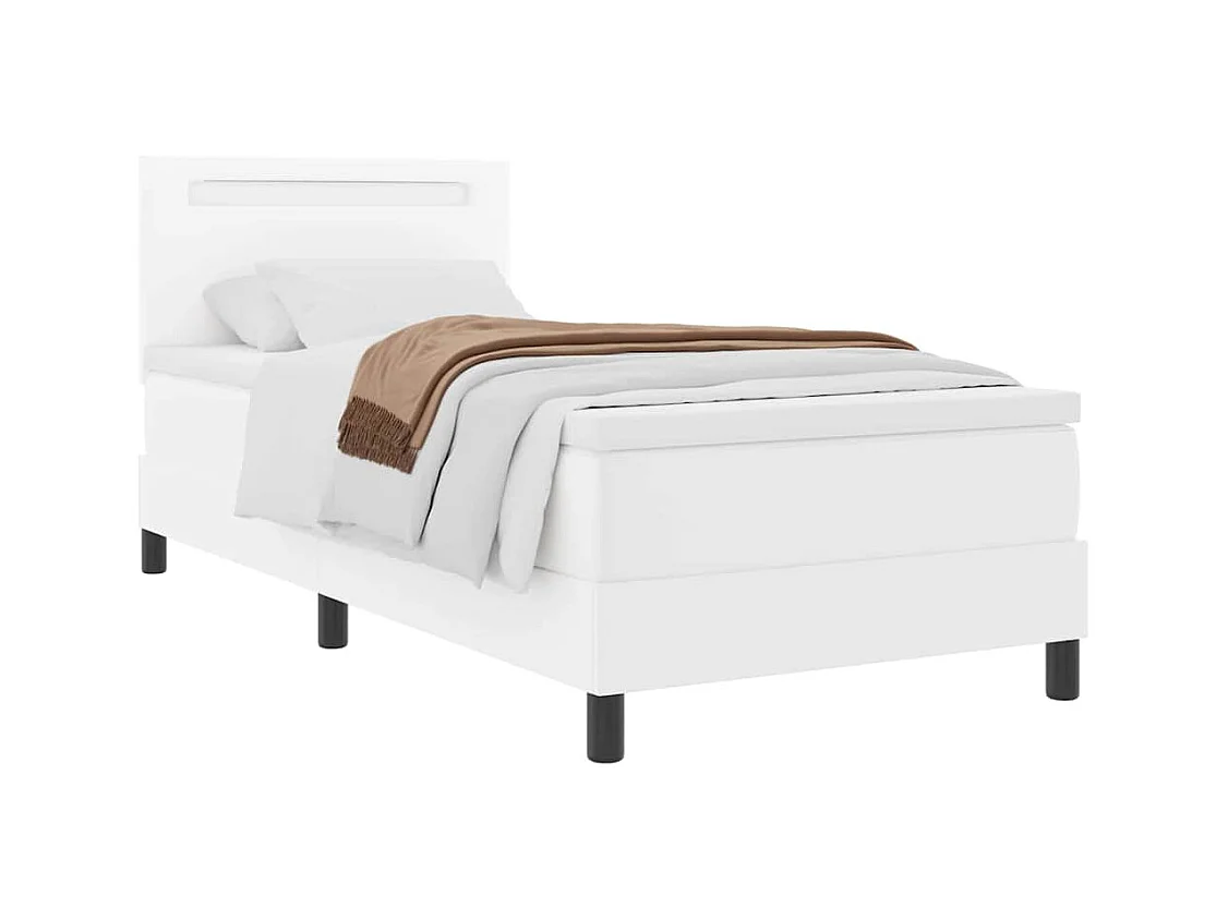 Cadre de lit avec matelas Blanc 90 x 200 cm Faux cuir