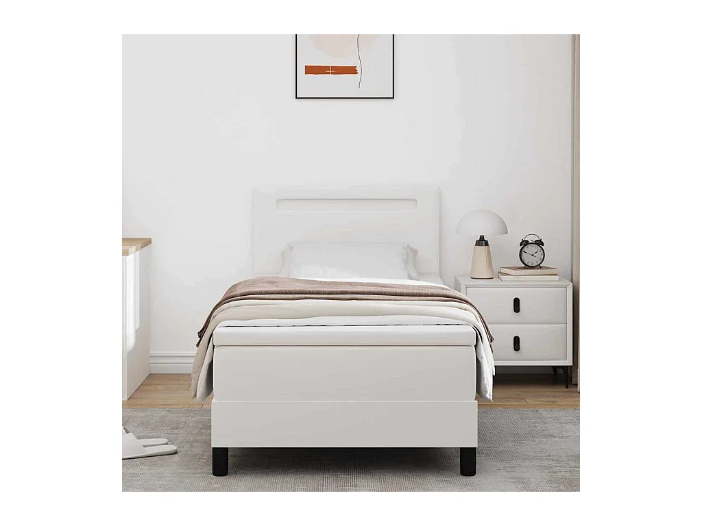 Cadre de lit avec matelas Blanc 90 x 200 cm Faux cuir