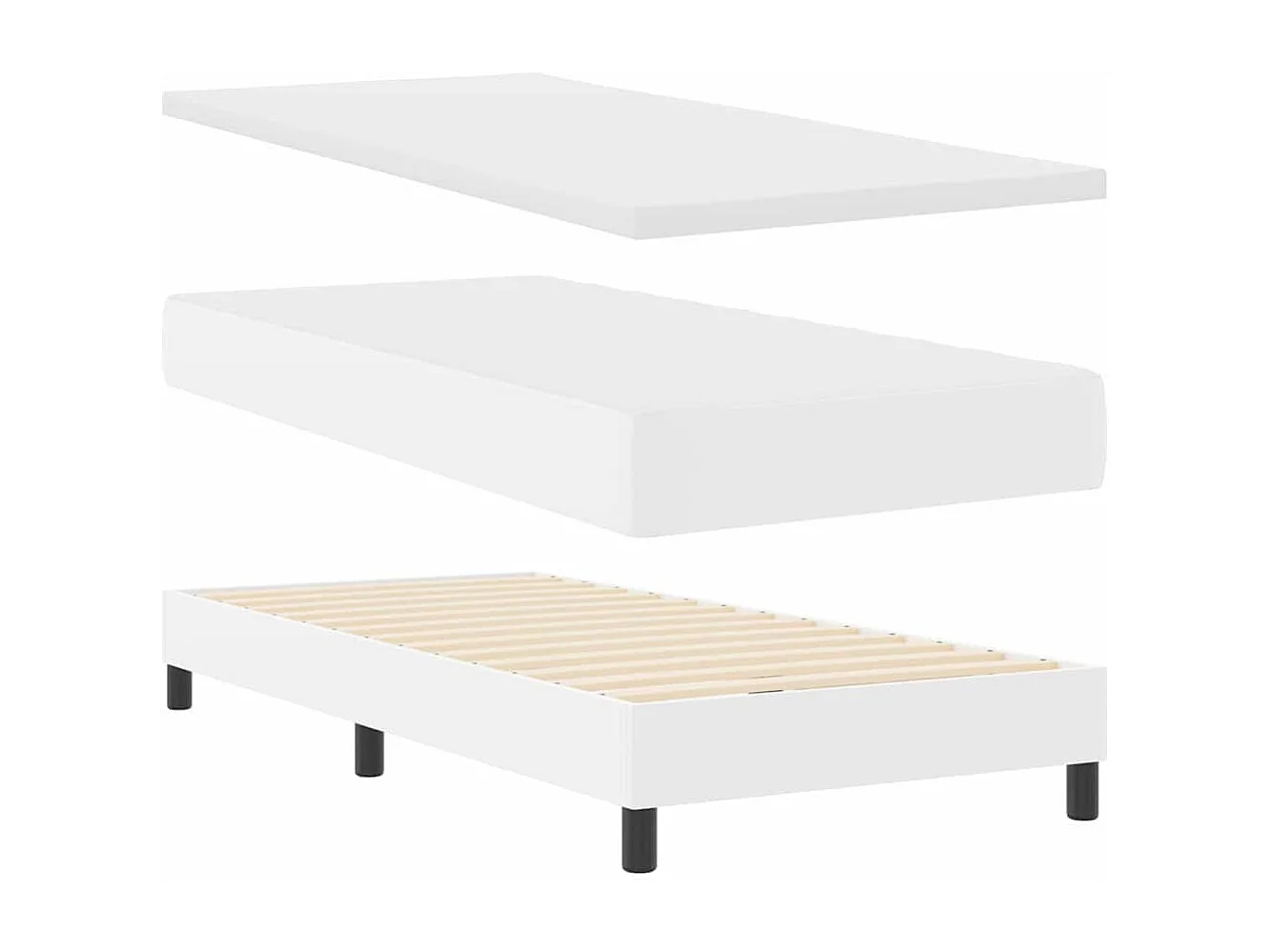 Cadre de lit avec matelas Blanc 90 x 200 cm Faux cuir