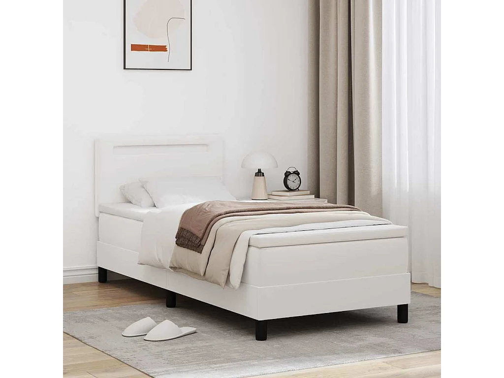 Cadre de lit avec matelas Blanc 90 x 200 cm Faux cuir