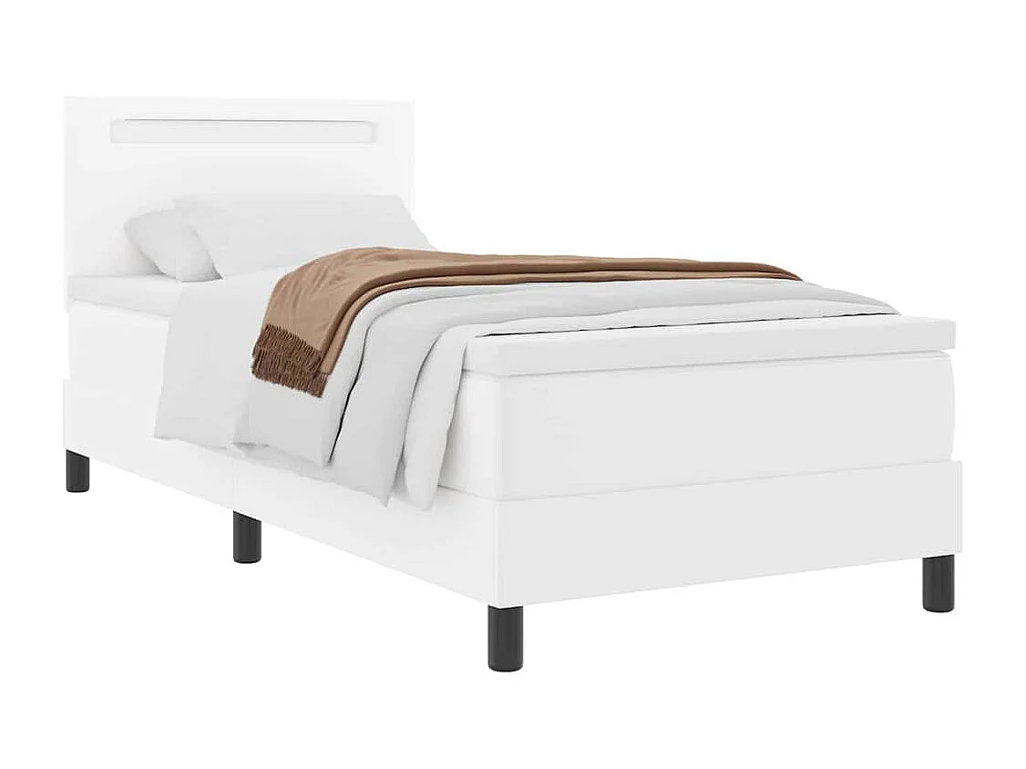 Cadre de lit avec matelas Blanc 90 x 200 cm Faux cuir