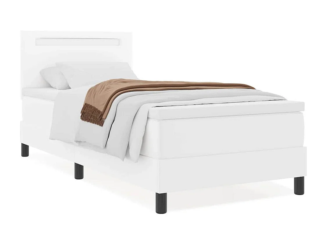 Cadre de lit avec matelas Blanc 90 x 200 cm Faux cuir