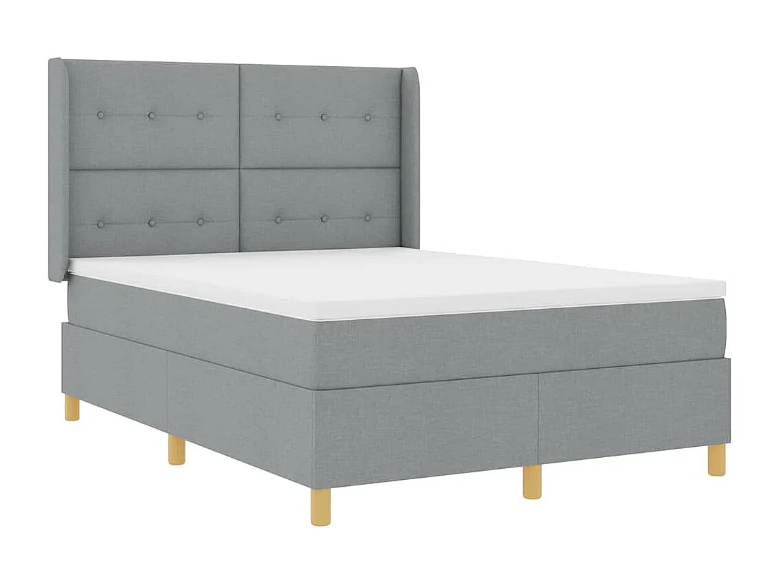 Cadre de lit avec matelas Gris clair 140 x 190 cm tissu